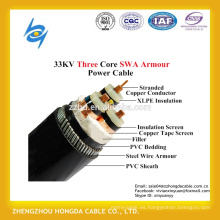 (BS 6622) 3 / C 19/33 Kv Cable de alimentación Cu / XLPE / Cts / PVC / Swa / PVC